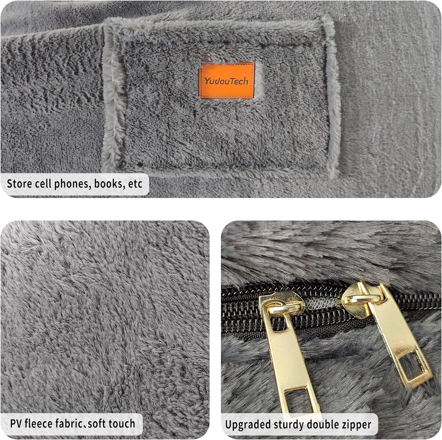 (No Filler) Bean Bag Chair Cover Without Filler,Big Round Soft Fluffy PV Velvet Washable Bean Bag Lazy Sofa Bed Cover for Adults,Living Room Bedroom Furniture Outside,6ft Dark Grey