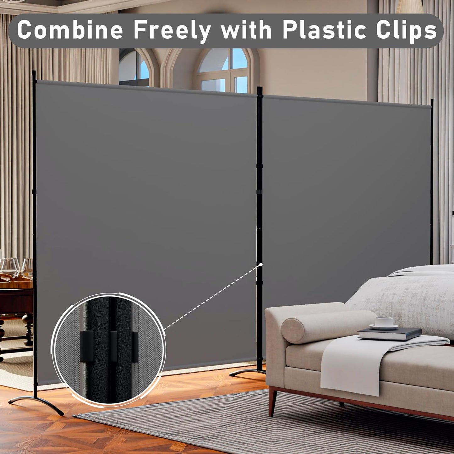 Room Divider Folding Privacy Screens, Portable Room Divider Panel 3 Panel Partition Room Dividers Screen Freestanding Room Partitions and Dividers Fabric Dividers for Room Separation (Grey, 1 Panel)