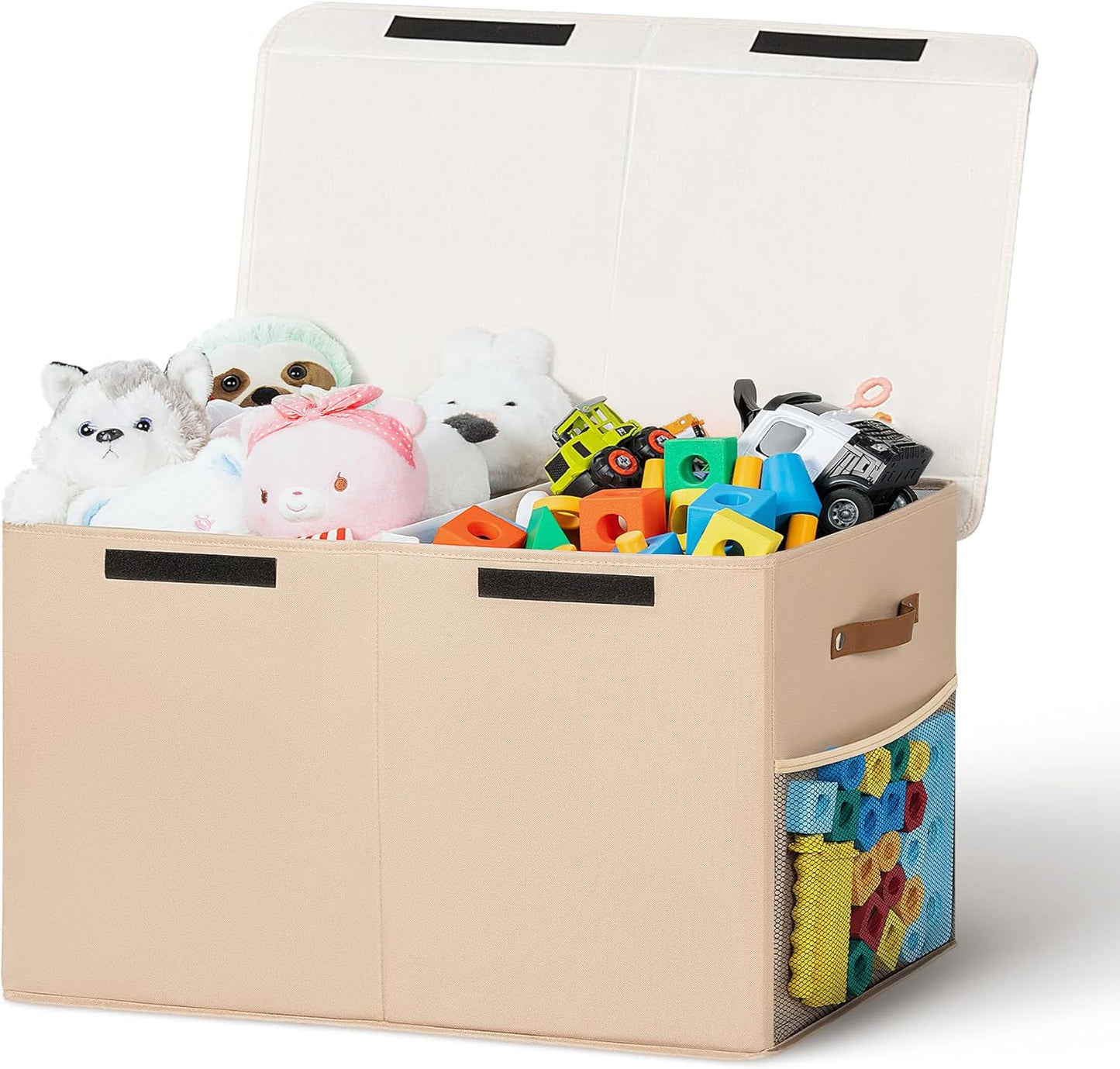 80L Large Toy Storage Box with Lid, Large Toy Box Chest for Kids, Girls and Boys, Nursery Room and Living Room, 26"x13" x16"- Dark Khaki