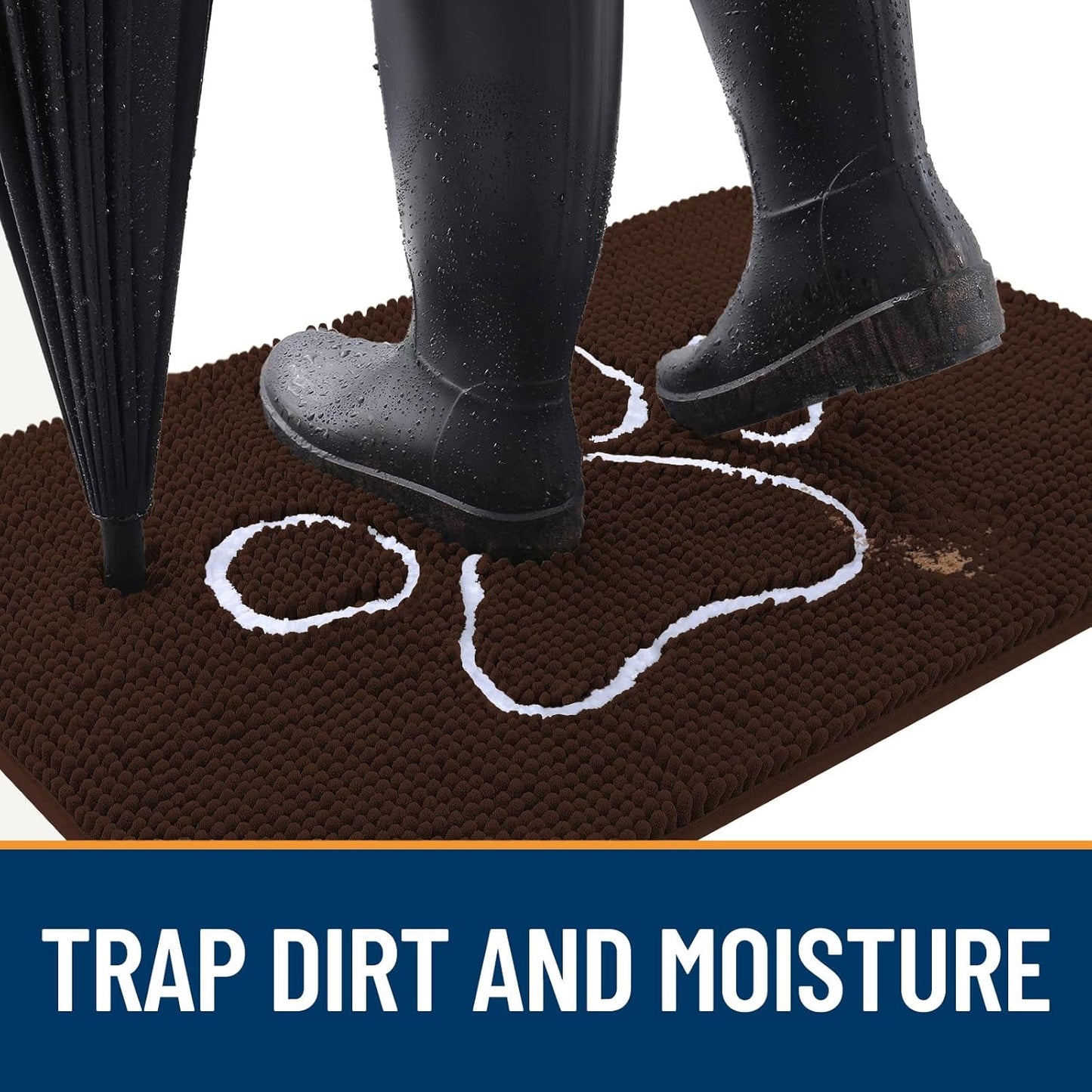 OLANLY Door Mat for Muddy Dog Paws 48x30, Ultra Absorbent Chenille Mud Doormat with Paw Print Design, Non-Slip Washable Doormat for Indoor Entryway, Quick-Dry Pet Bed Mats for Dirty Dogs, Brown