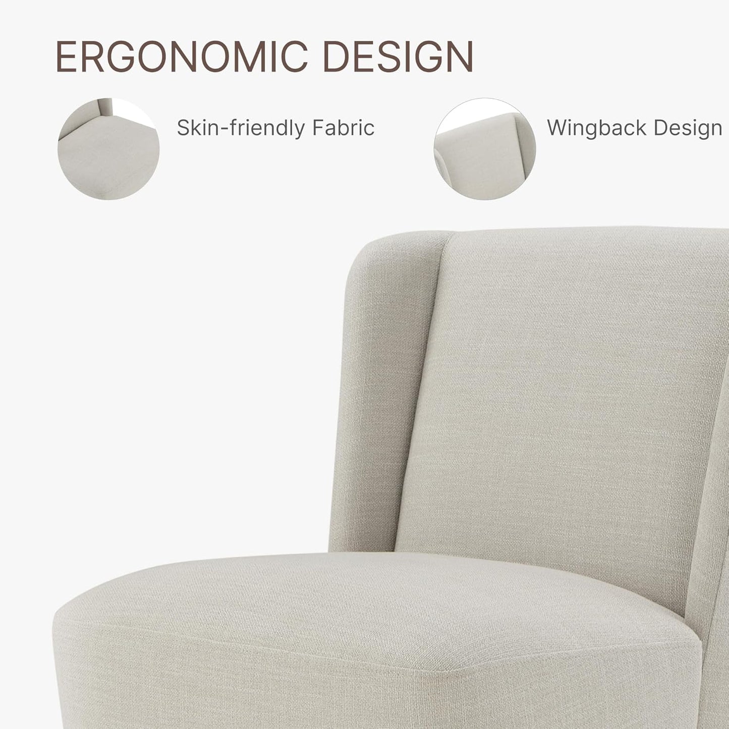 Dining Chairs with Casters No Assembly Upholstered Wingback Single Sofa Armless Deskchair for Bedroom Waiting Room Kitchen Diningroom