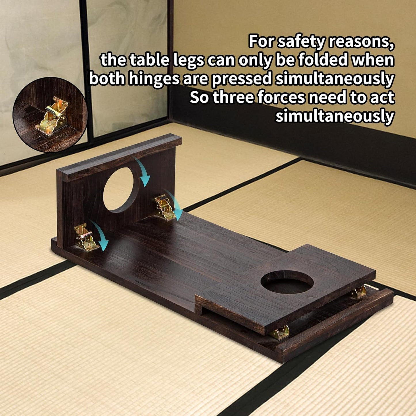 Foldable Japanese Coffee Table，Folding Japanese Floor Table，Natural Brown Coffee Table, Minimalist Tatami Table, Suitable for Living Room,Dining Room, Etc. (Antique Black, 39.4″x19.7″x11.8″)