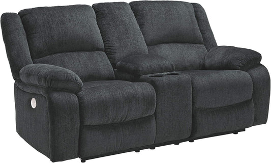 Signature Design by Ashley Draycoll Power Double Reclining Loveseat with Storage Console & USB Plug, Dark Gray