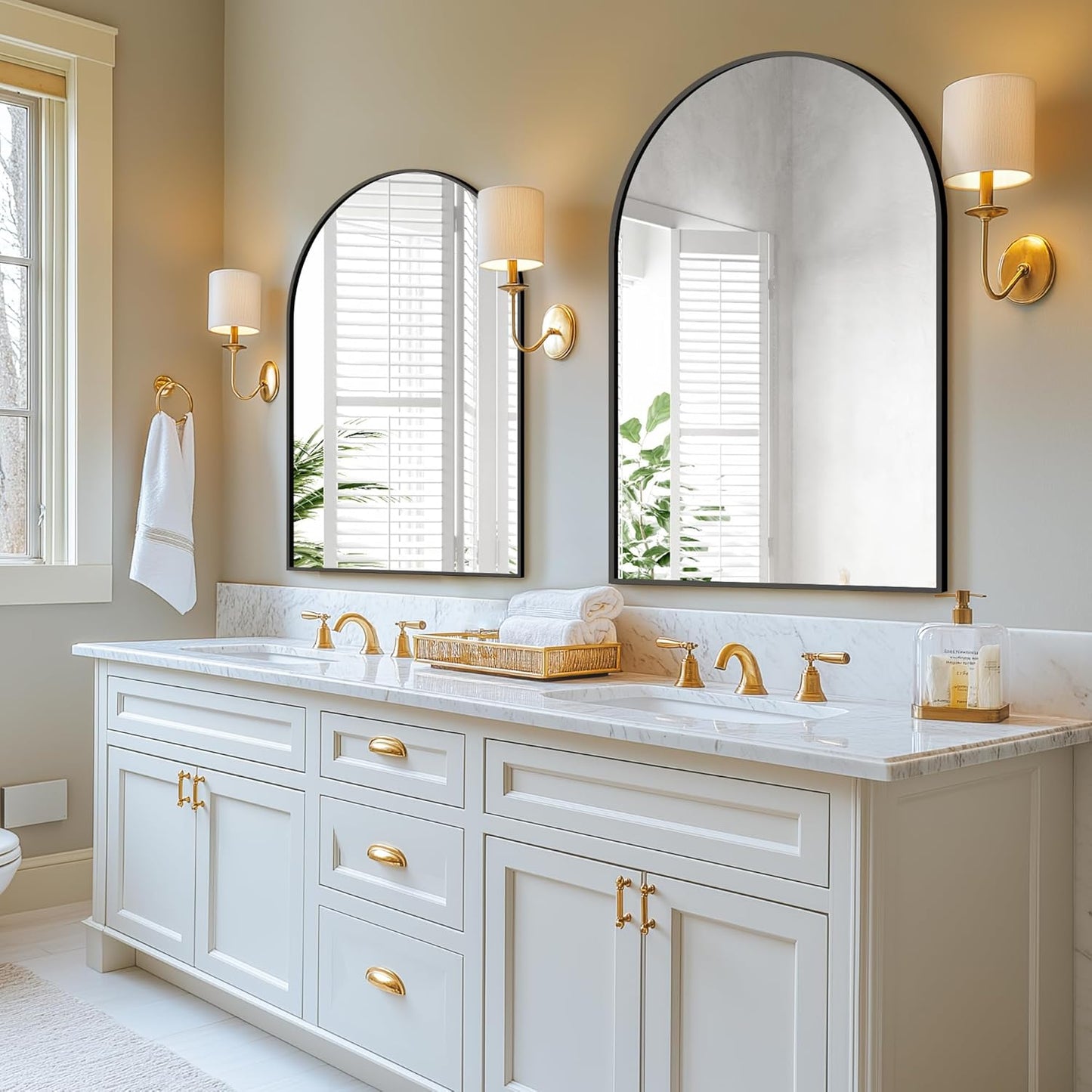 Arched Wall Mirror for Bathroom,Mirrors for Wall,28''x40'',Vanity Mirror for Bedroom Dresser, Entryway, Living Room, Metal Frame (28''x40'',Black)