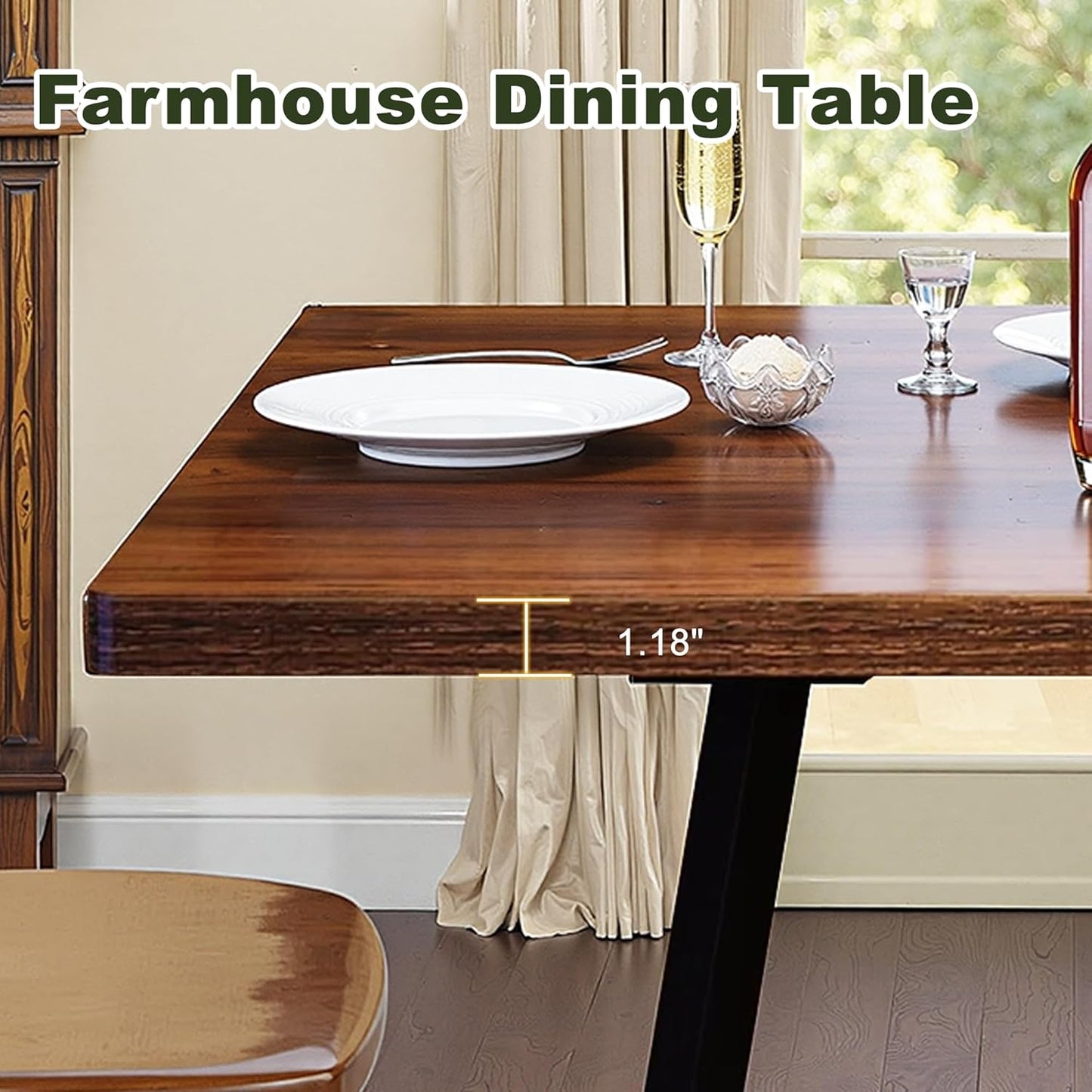 NicBex 31.5 Inch Square Dining Table for 4, Wooden Small Dinner Table Farmhouse Square Kitchen Tables with Metal Leg for Dining Room, Kitchen, Living Room, Brown & Black