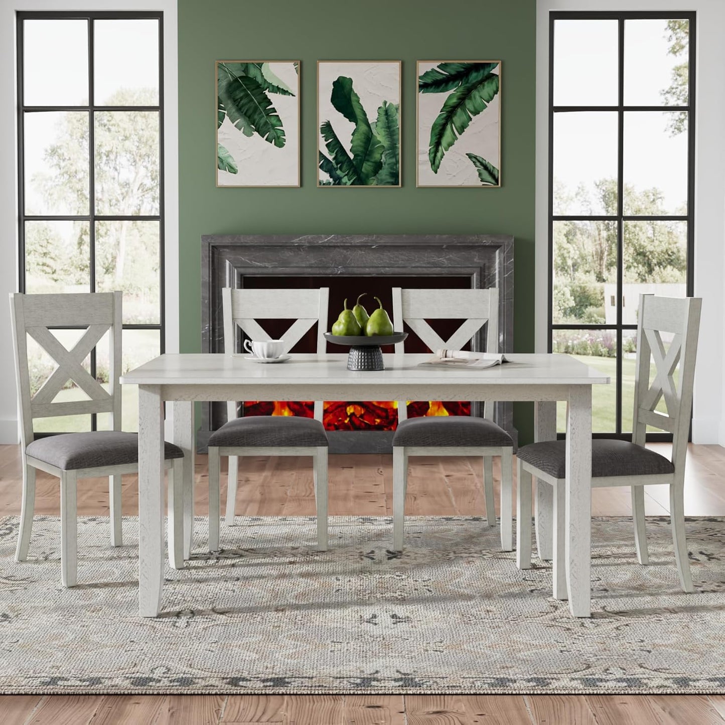 Solid Wood Dining Table, Part of Dining Table Set, Mix and Match Table, Chair Sold Separately for Dining Room, Kitchen, Grey