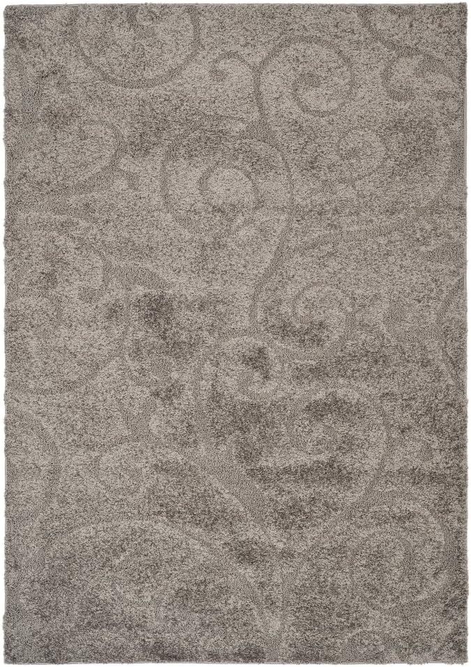 SAFAVIEH Florida Shag Collection Accent Rug - 3'3" x 5'3", Grey, Scroll Design, Non-Shedding & Easy Care, 1.2-inch Thick Ideal for High Traffic Areas in Entryway, Living Room, Bedroom (SG455-8013)