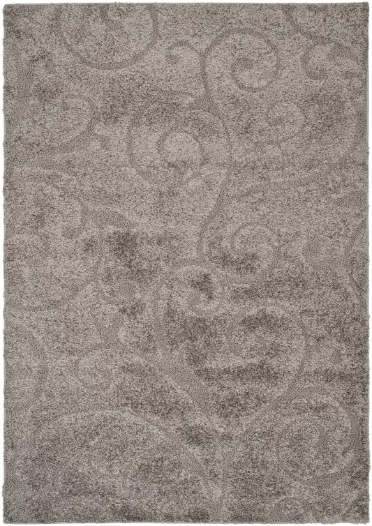 SAFAVIEH Florida Shag Collection Accent Rug - 3'3" x 5'3", Grey, Scroll Design, Non-Shedding & Easy Care, 1.2-inch Thick Ideal for High Traffic Areas in Entryway, Living Room, Bedroom (SG455-8013)