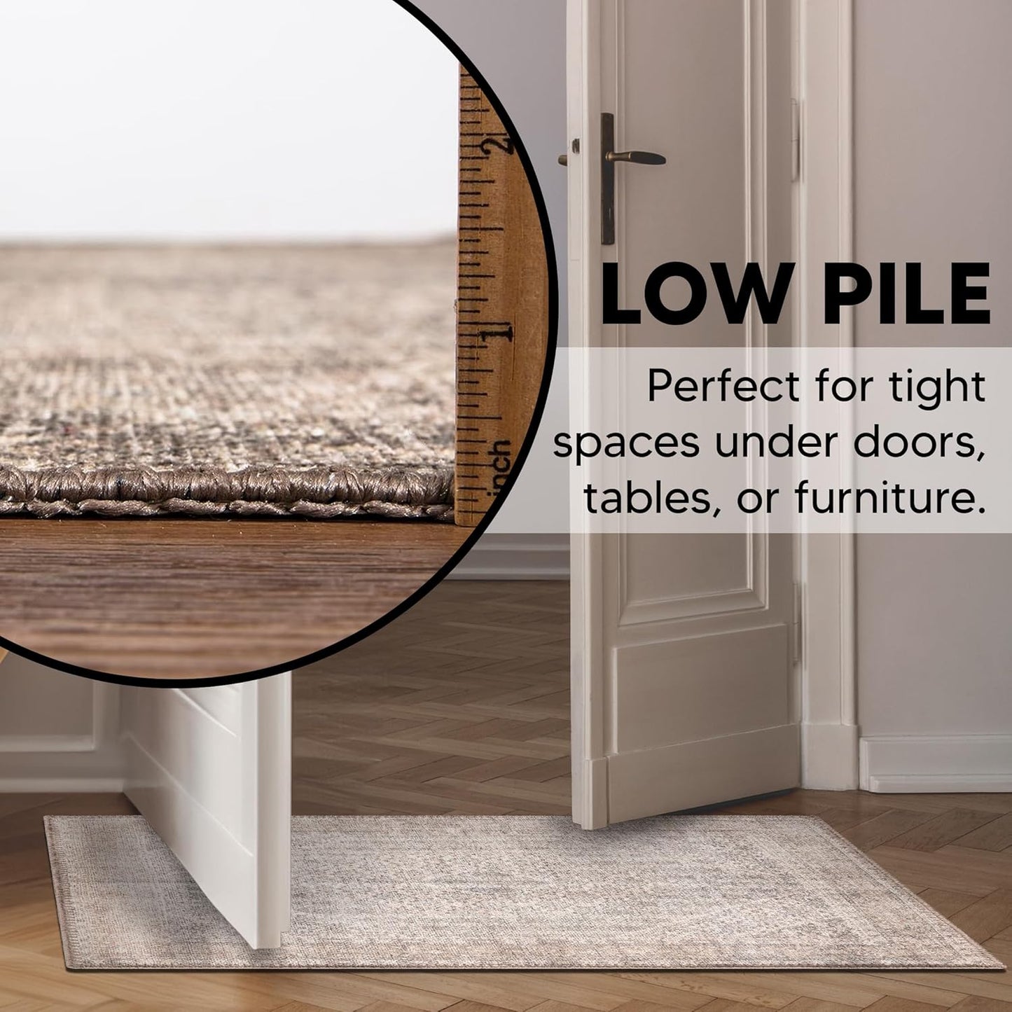 Keen Home Design 2x3 Rug - Machine Washable Entry Rug with Non-Slip Backing, Ideal for Enteryway, Kitchen, Bathroom, Laundry Room - Vintage, Easy Clean, Durable, Low Pile Rug - (2' x 3')