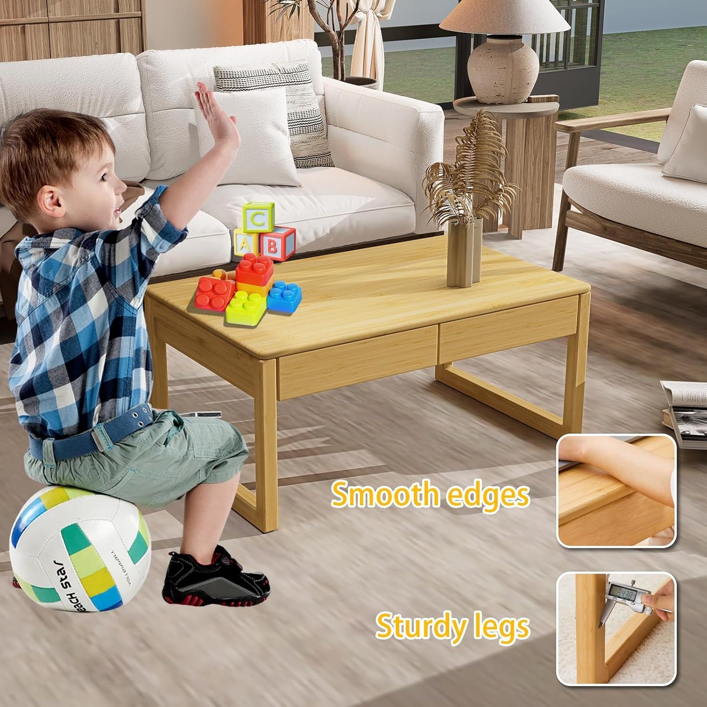 Japanese Floor Coffee Table,Bamboo Low Table,Japanese Tea Table for Sitting Tatami Meditation Living Room Home Office(Wood Color)