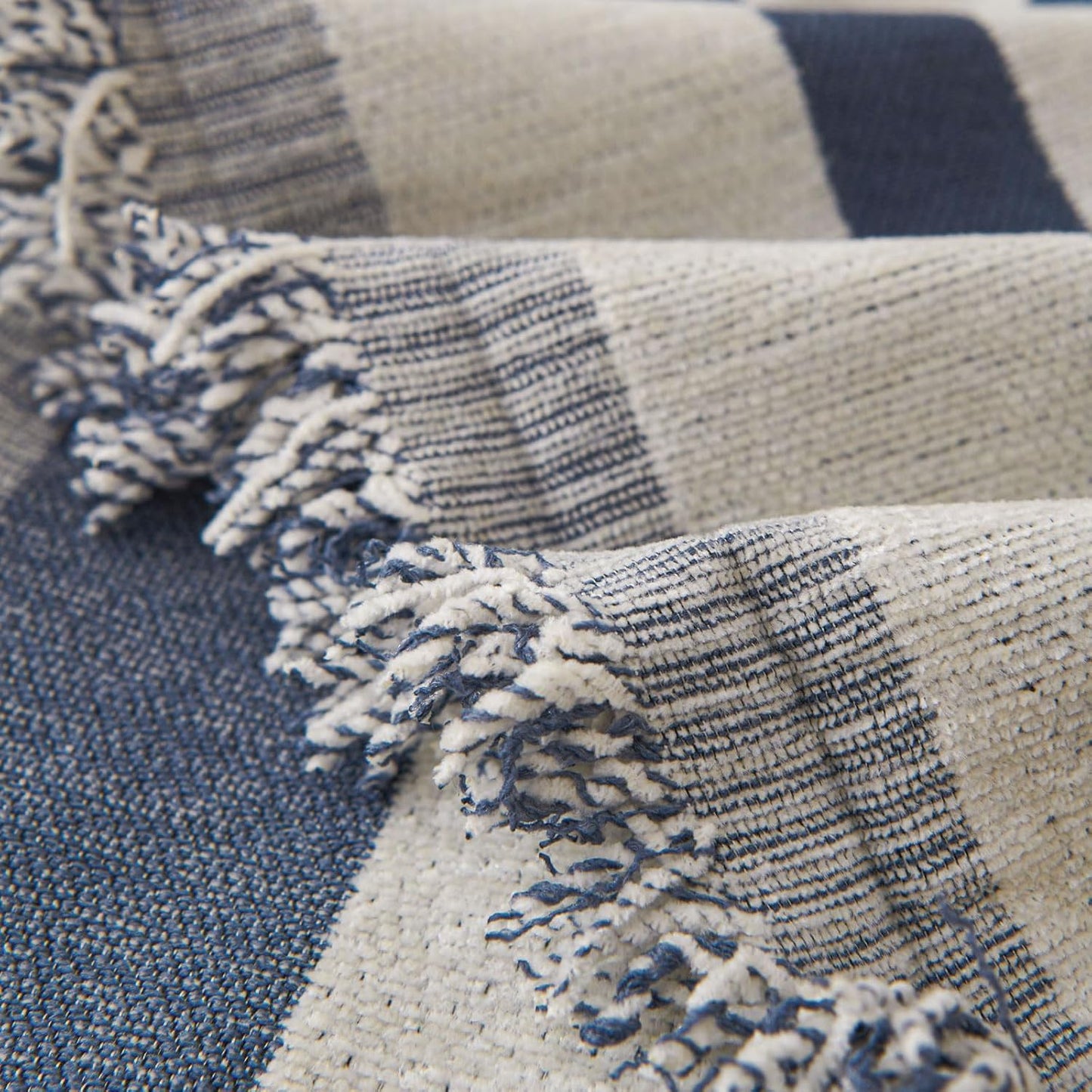 STACYPIK Reversible Boho Blue Beige Couch Cover for 2 Cushion Couch Sofa Cover for Dogs Anti-Scratch Furniture Protector Cover with Tassels for Pet Cat Non-Slip Loveseat Cover for Sectional-71X90IN