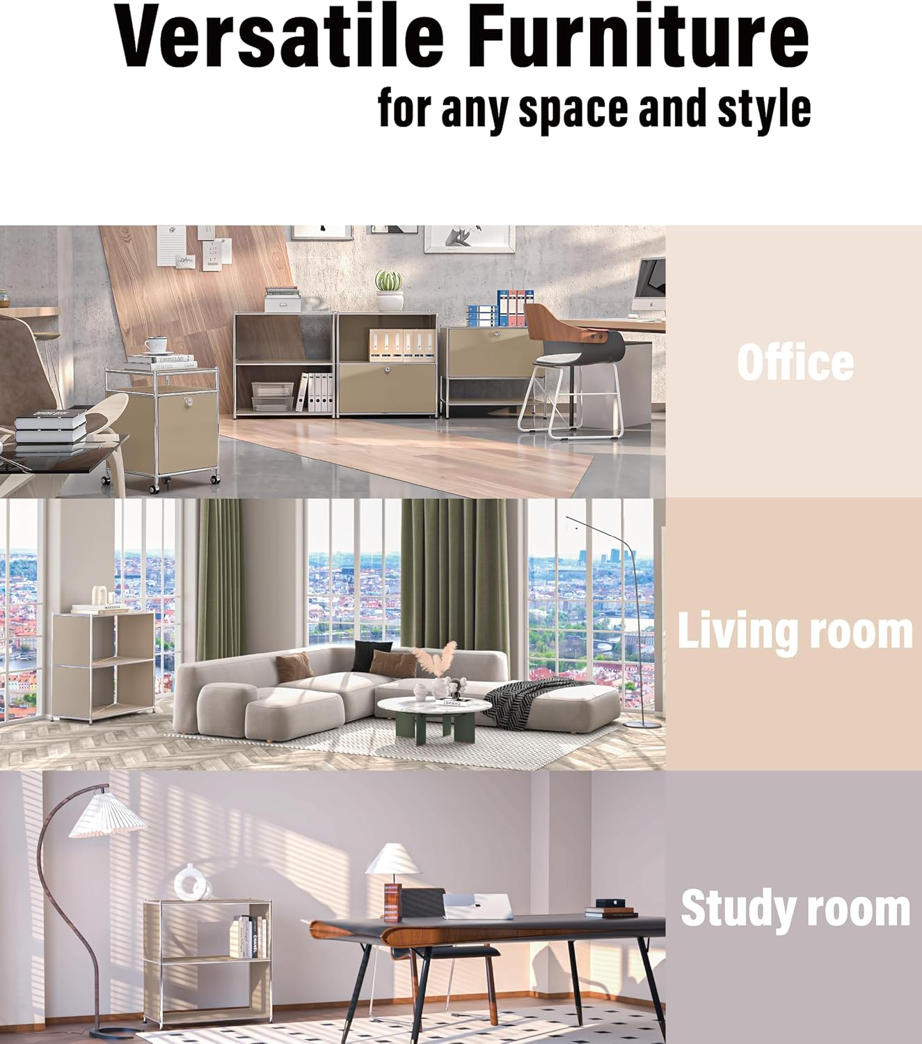 32-Inch 2-Tier Metal Bookcase, Open Shelf Storage Organizer for Living Room, Bedroom, Side Table or Nightstand Use, Modern DIY Assembly, Taupe