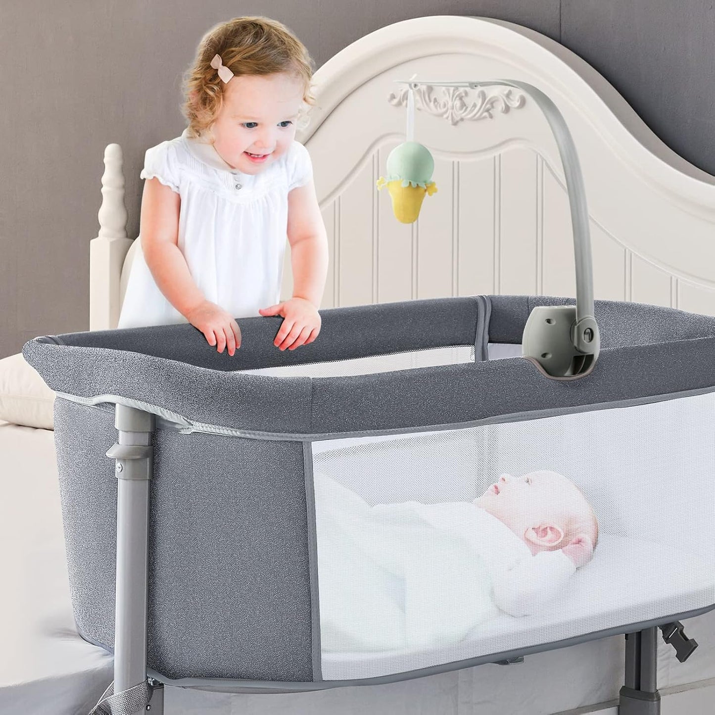 RONBEI Baby Basinet Bedside Sleeper,Infant Bedside Bassinet Bedside Crib for Baby/ Baby Boy/Baby Girl