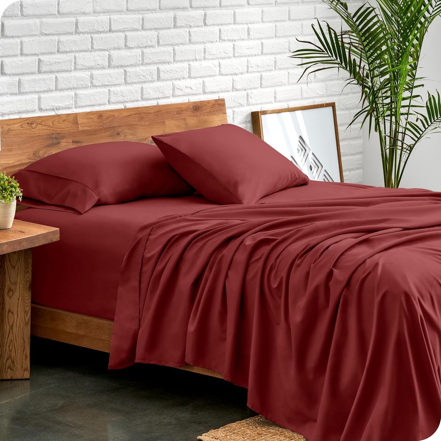 Bare Home King Sheet Set - 1800 Ultra-Soft Microfiber King Bed Sheets - Double Brushed - Deep Pockets - Easy Fit - 4 Piece Set - Bed Sheets (King, Rosewood)