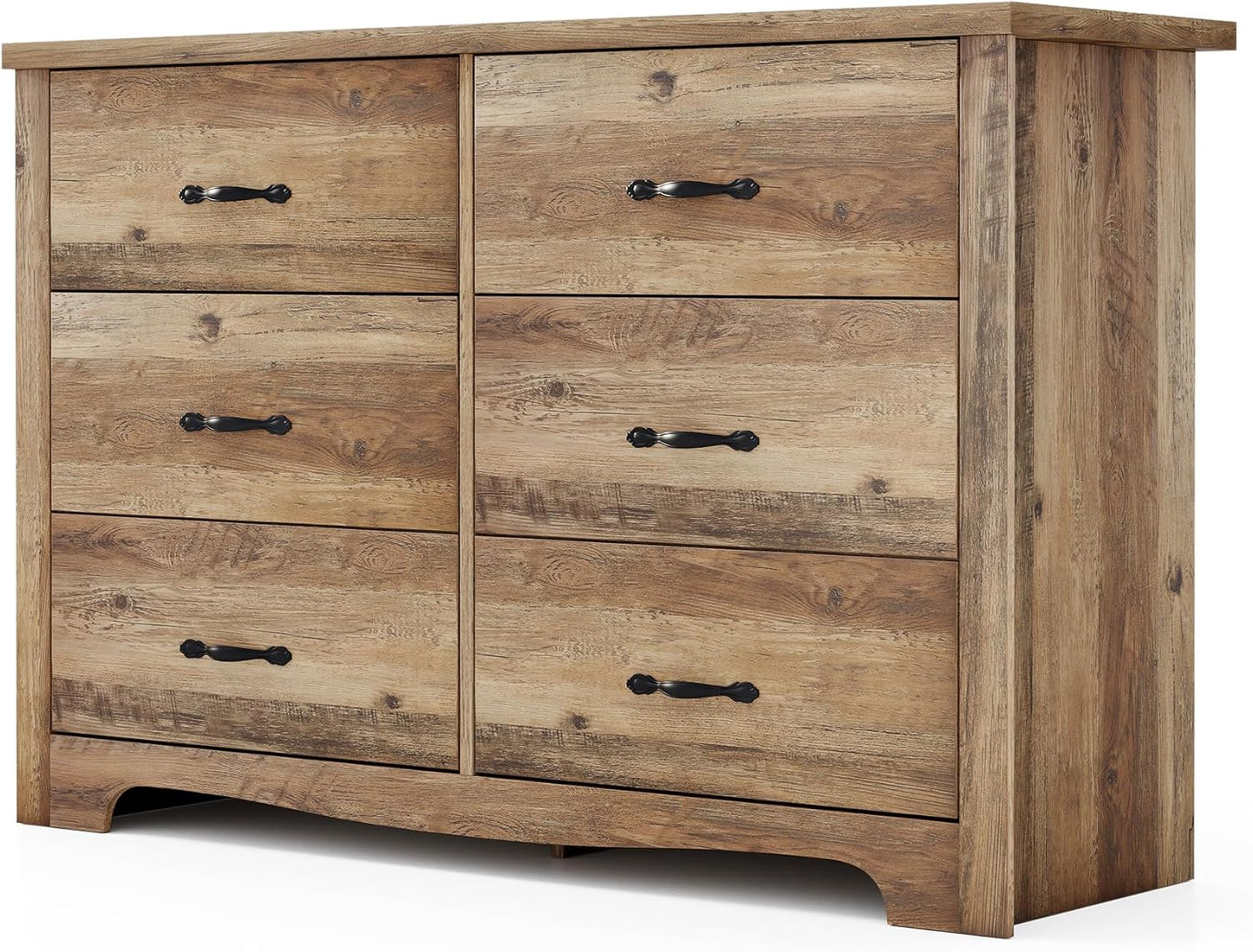 LINSY HOME 6 Drawers Dresser for Bedroom, Wood Bedroom Dresser Modern Drawer Chest, 6 Chest of Drawer, Tall Dresser for Closet, Dressers Organizer for Living Room, Closet, Hallway, Nursery