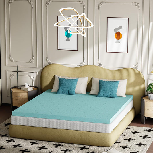 FDW | 5" King Mattress + 3" Cooling Mattress Topper | Gel Memory Foam | Medium Firm Feel | White | with Washable Cover for Cool Sleep and Pressure Relief | Bed in a Box, CertiPUR-US Certified