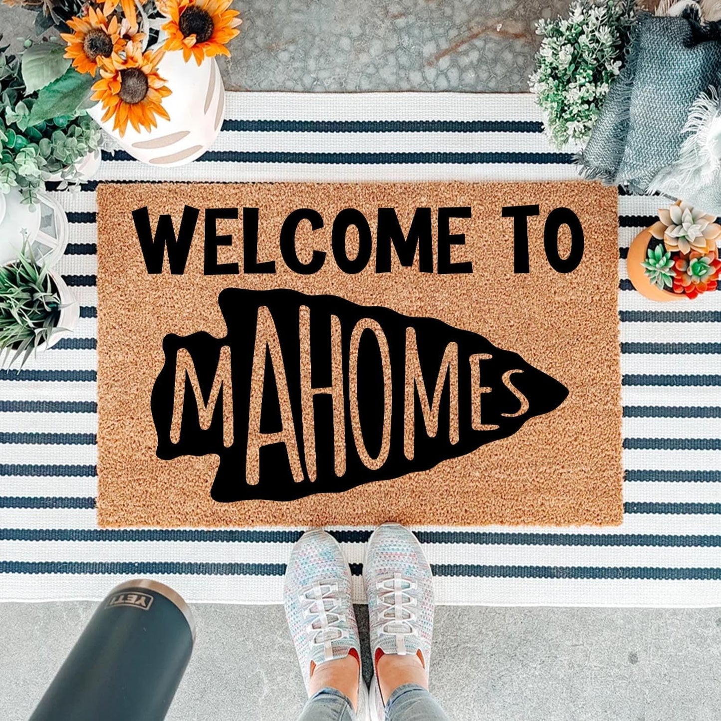 Funny Coir Doormat Welcome to Front Door Entryway Outdoor with Heavy Duty Porch Natural Coconut Brown House Warming Novelty Gift 23.7x15.7 Inch