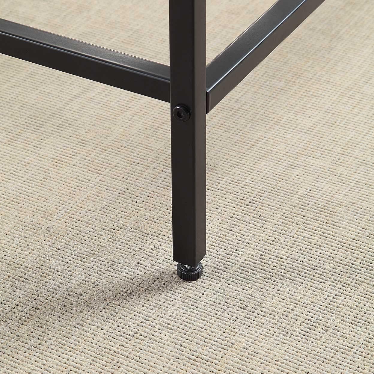 CAWS 22" W Black End Table, Tempered Glass Rectangle Side Table, Night Stand, Modern Minimalist Table, 21.97"L x 18"W x 22"H