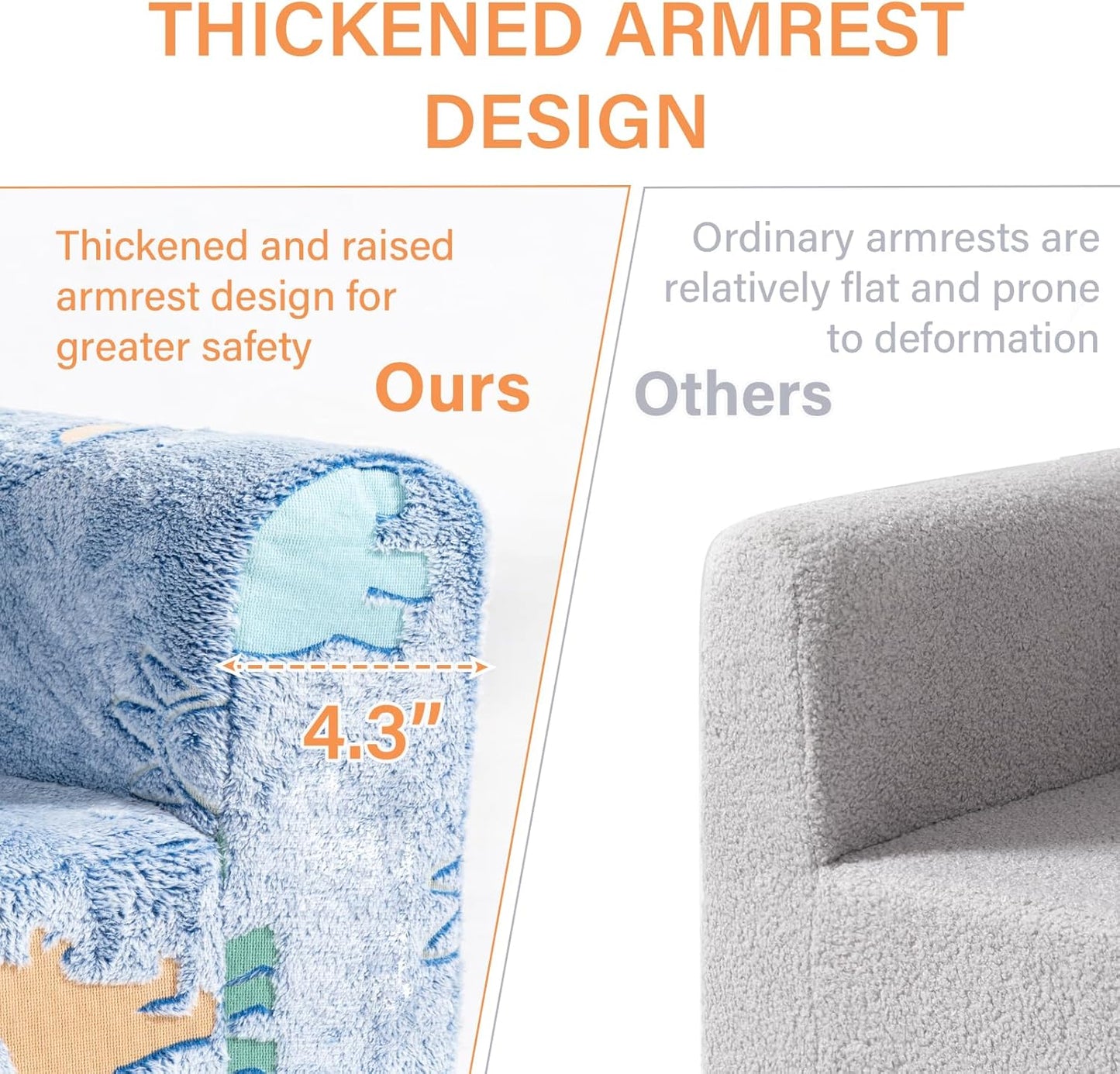 Tiita Kids Couch Plush Toddler Chair, Cloud-Like Glow in The Dark Kids Sofa Toddler Reading Chair with Washable Cover Carrying Handle, Convertible Children Sofa Chair for Girls and Boys