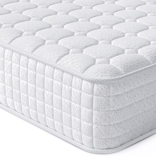 Vesgantti 8 Inch Multilayer Hybrid Twin XL Mattress - Multiple Sizes & Styles Available, Ergonomic Design with Memory Foam and Pocket Spring, Medium Firm Feel, White