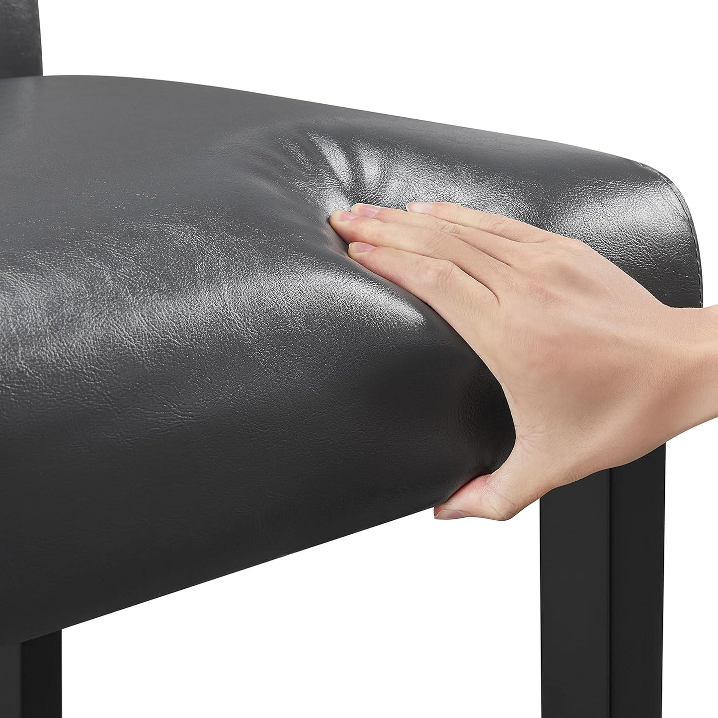 Yaheetech Dining Chairs Set of 2 Modern Style Faux Leather Dining Room Chairs with Solid Wood Legs and Button Tufted Padded for Home Kitchen, Gray