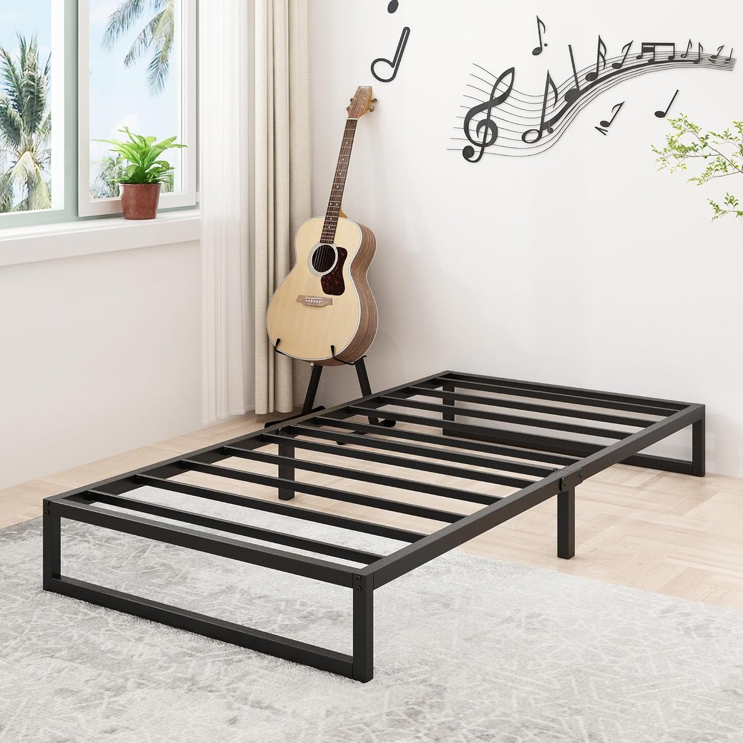 9 Inch Twin XL Bed Frames Heavy Duty Sturdy Metal Platform Bed Frame No Box Spring Needed, Noise Free, Easy Assembly, Black