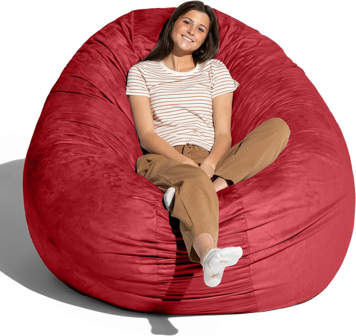 Jaxx 6 Foot Cocoon - 2-in-1 Convertible Bean Bag Bed & Large Bean Bag Chair for Adults, Cinnabar