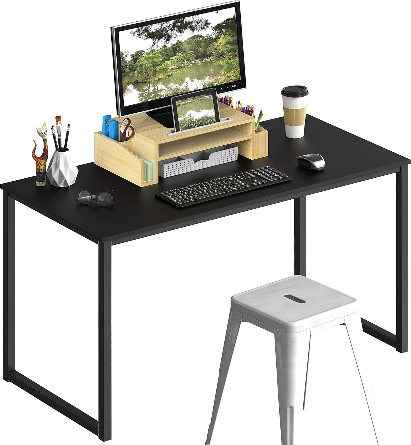 SHW Mission 40-Inch Home Office Computer Desk, Black