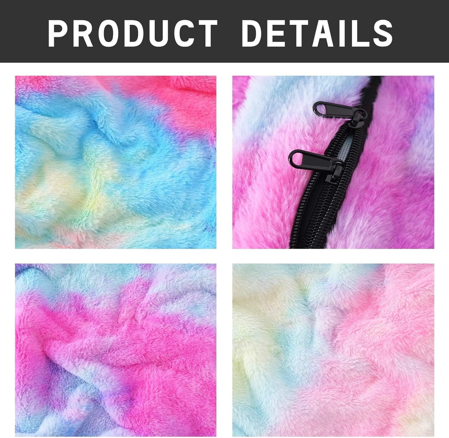 BCU Oversized Bean Bag Cover Comfy Beanbag Chair for Adults Without Filler Faux Fur Lazy Sofa Cover for Living Room Chairs, Multicolored, 5FT