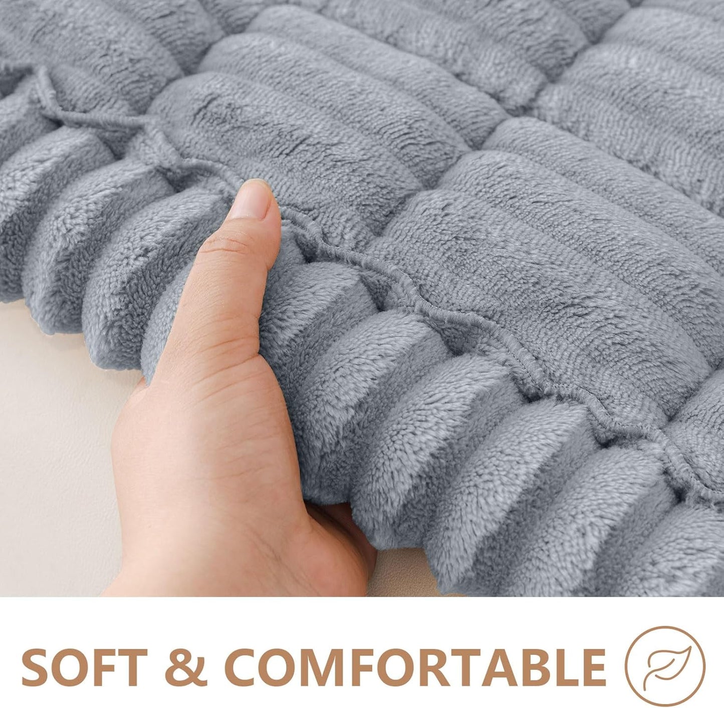 Smiry Couch Cover for Dogs Washable, Non Slip Fuzzy Pet Couch Covers for 3 Cushion Sofa Pet Friendly, Thick Soft Sofa Slipcovers Cushion Protector (Grey, 27.6" x 59")