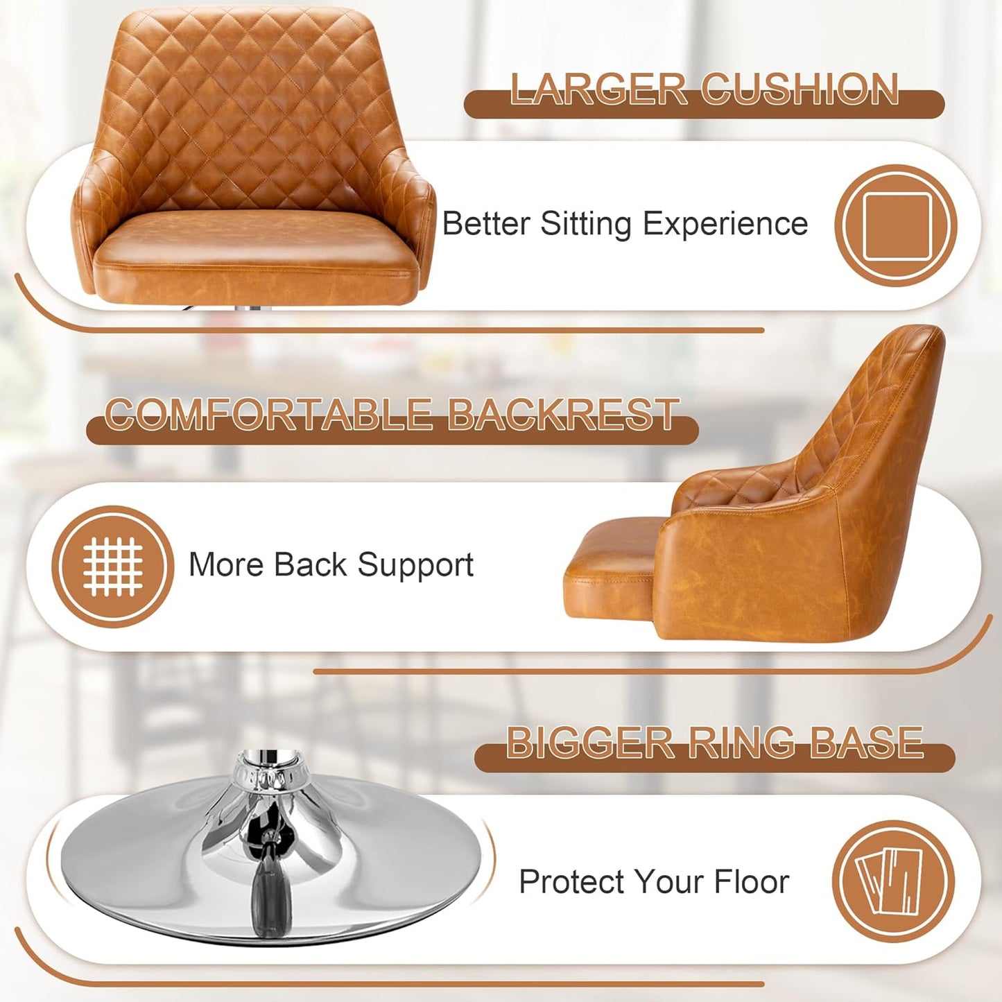 VECELO Bar Stools Set of 4, Adjustable Bar Stools with Back, Bar Height Stools for Kitchen Counter