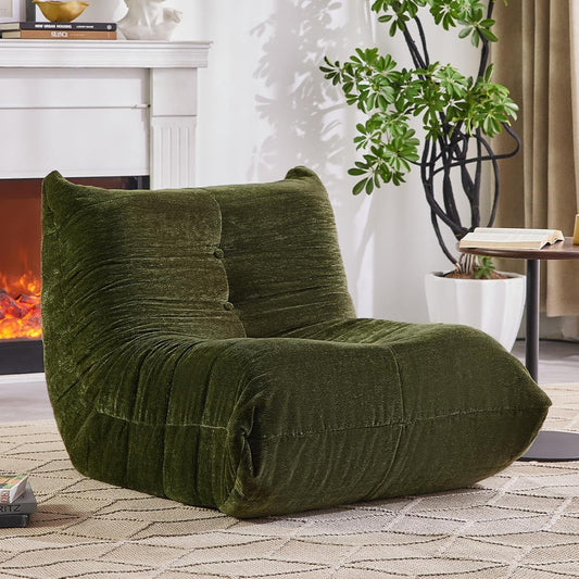 Bean Bag Chair, Fireside Chair Big Bean Bag Sofa for Adults/Teens, Memory Foam Bean Bag Gaming Chairs with Comfy Design & Premium Fabric, Lazy Floor Sofa for Living Room, Bedroom, Olive Green