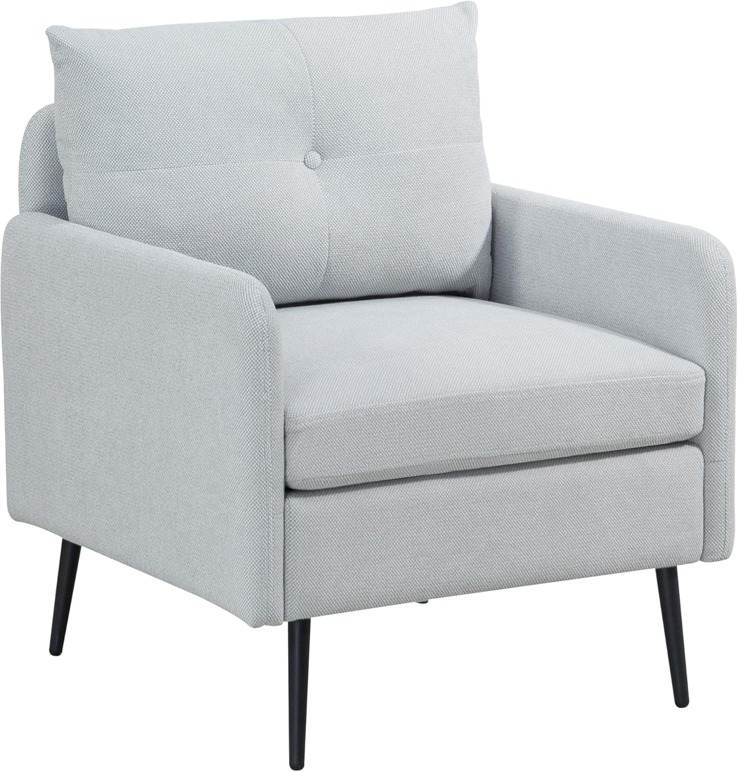 Ball & Cast Accent Chair with Metal Black Legs,Comfy Chenille Club Fabric Armchair,Single Sofa Chair for Living Room Bedroom,Dining Accent for Bedroom,Office,Sage