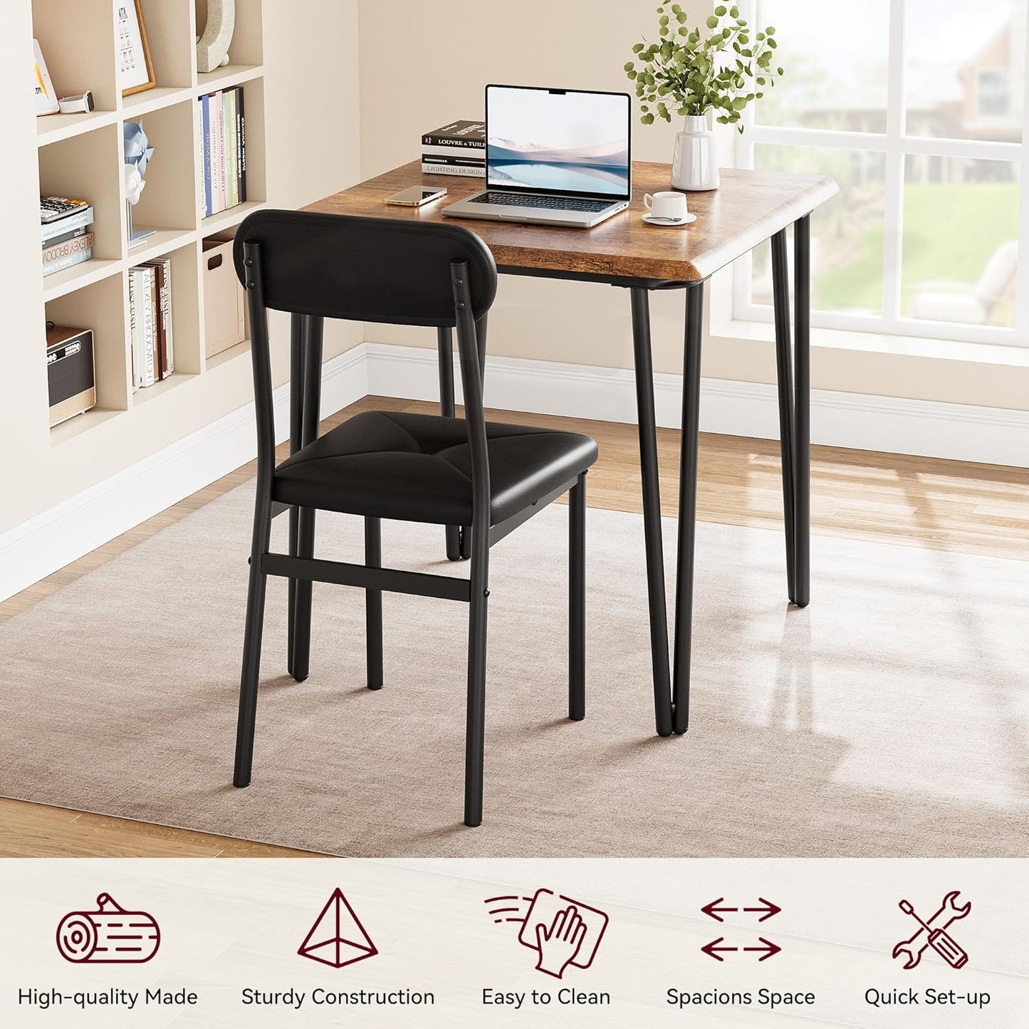 GarveeHome Dining Table Set for 2, Kitchen Table with Upholstered Chairs for Kitchen Room and Small Spaces (Vintage, Table with 2 Chairs)