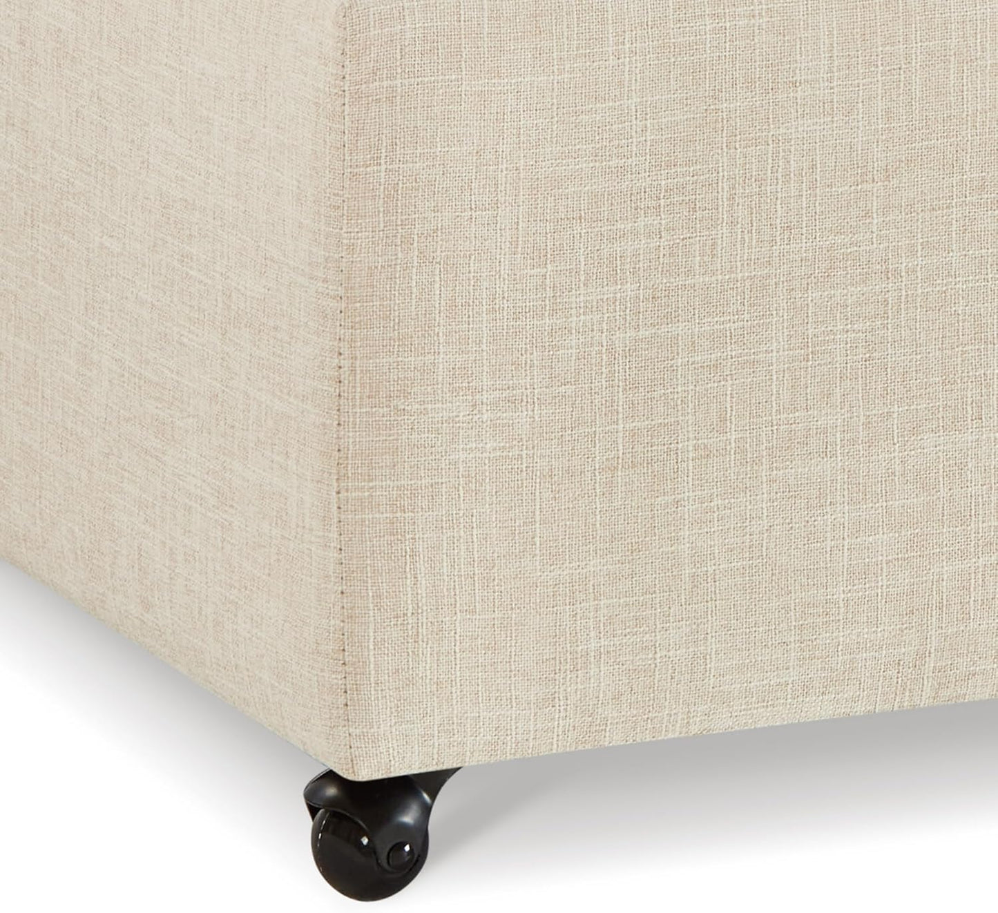 Ball & Cast 45" Sofa Ottoman with Storage, Linen Upholstered Bench with Rotation Casters and Safety Hinge for Living Room, Multi-Function Coffee Table,Oatmeal