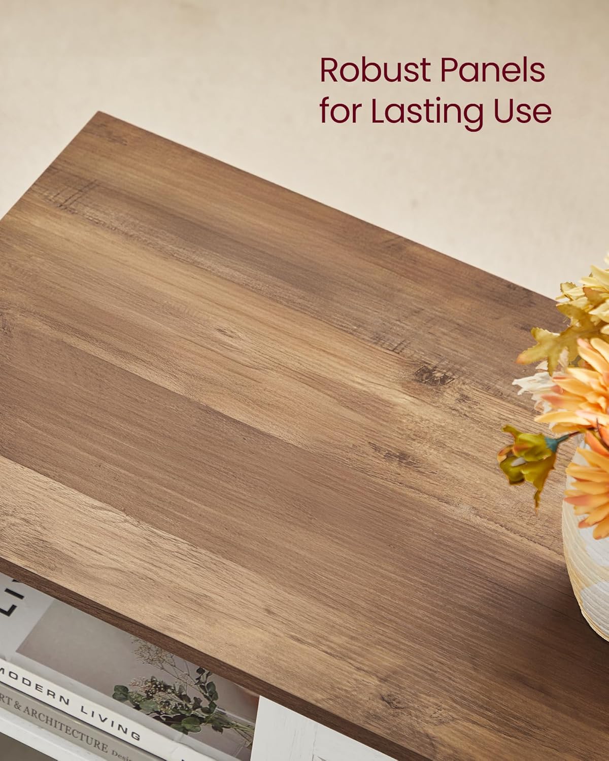 VASAGLE Farmhouse TV Stand for TVs up to 65 Inches, Entertainment Center with Storage Cabinets and Sliding Barn Doors, Media Console Table for Living Room, Rustic White and Honey Brown ULTV535W01