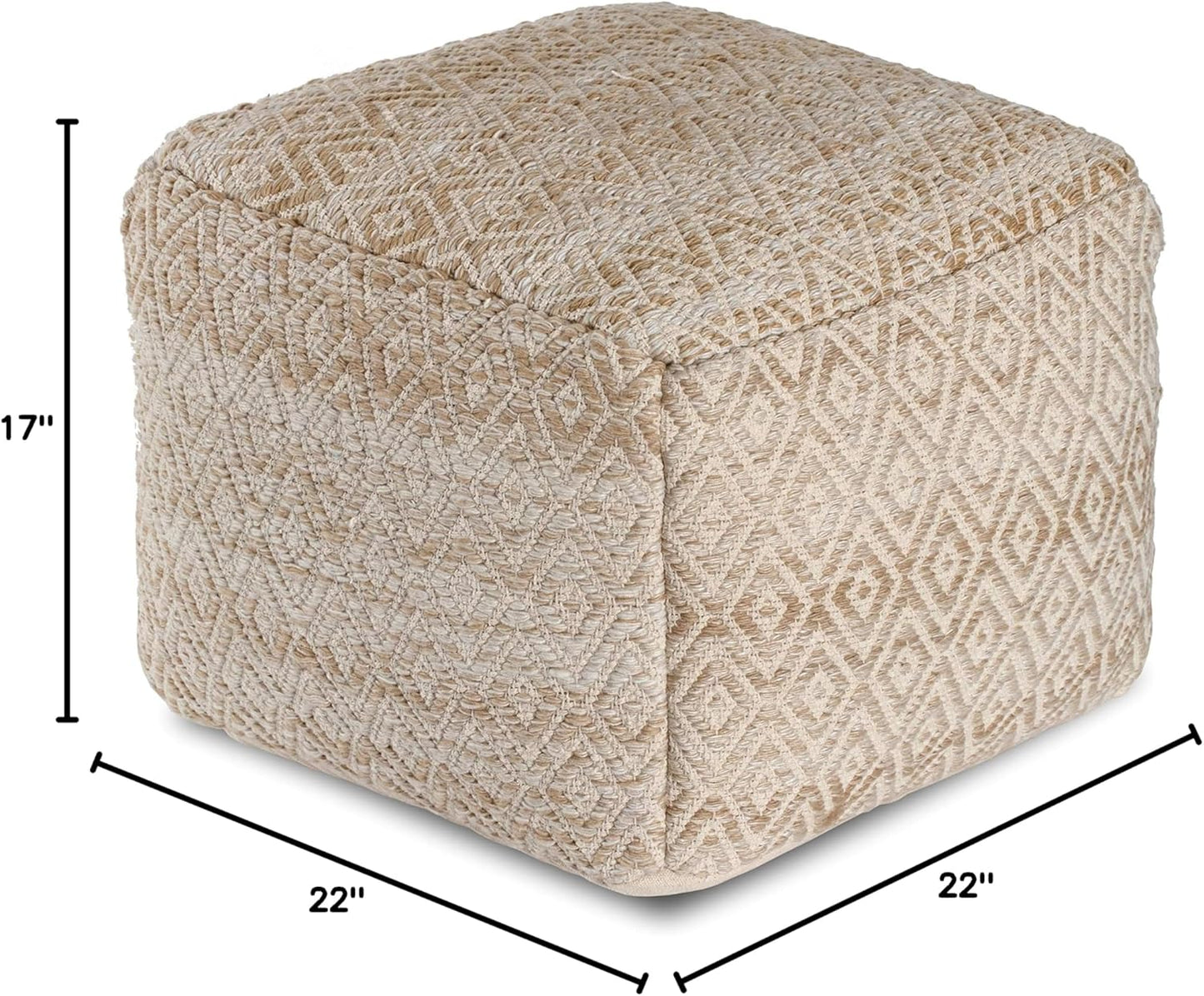 Anji Mountain 22"x22"x16" Handmade & Handcrafted Ottoman Pouf Comfortable Pouf Ottoman Foot Rest & Home Décor Accent for Living Room, Bedroom, Nursery, Kids Room, Patio