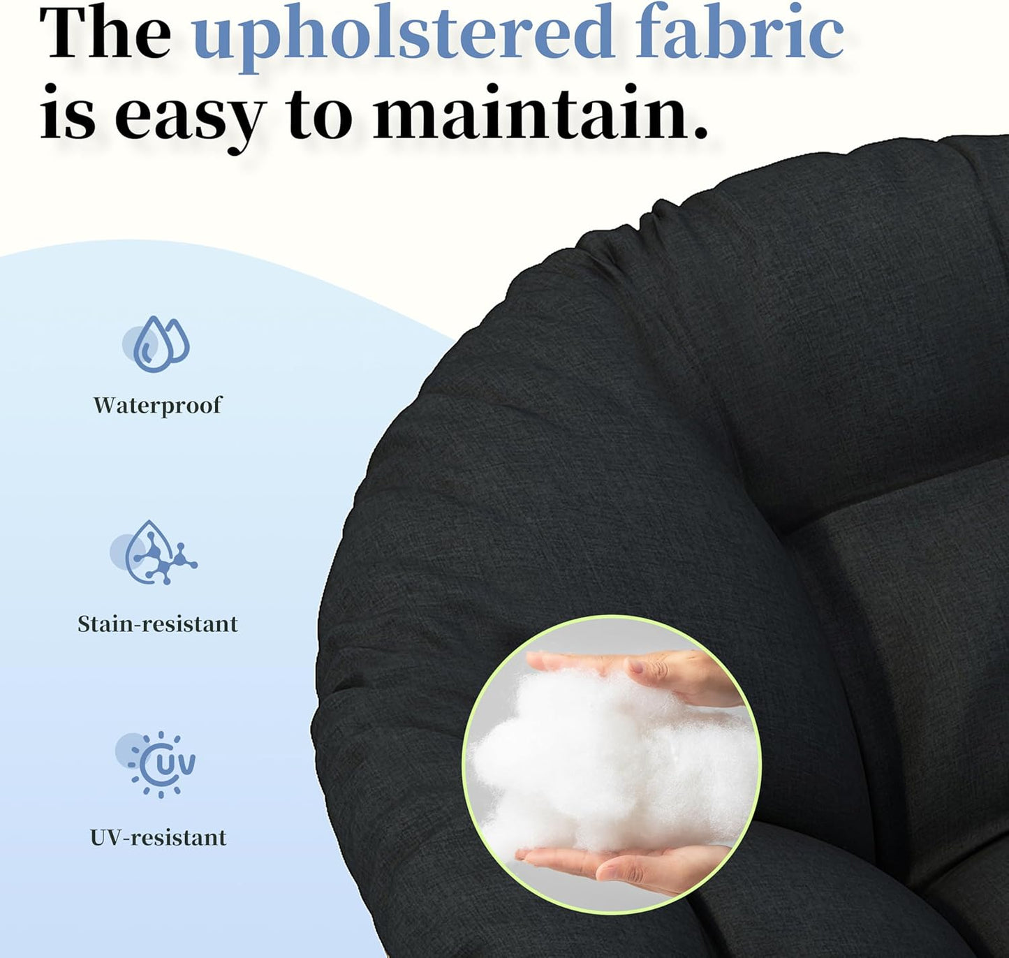 Ball & Cast Ergonomic Wicker Chair with Cloud Thick Density Fabric Cushion,Accent Chair W/ 360 Degree Swivel,Sturdy Metal Frame,Height Adjustable,for Reading,Living Room Bedroom,Lounge,Brown+Black