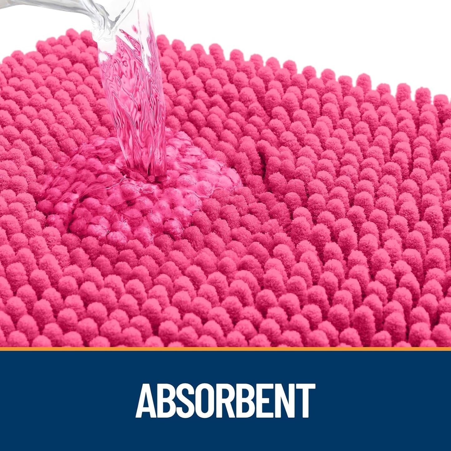 OLANLY Door Mat for Muddy Dog Paws 36x24, Ultra Absorbent Chenille Mud Doormat with Paw Print Design, Non-Slip Washable Doormat for Indoor Entryway, Quick-Dry Pet Bed Mats for Dirty Dogs, Hot Pink