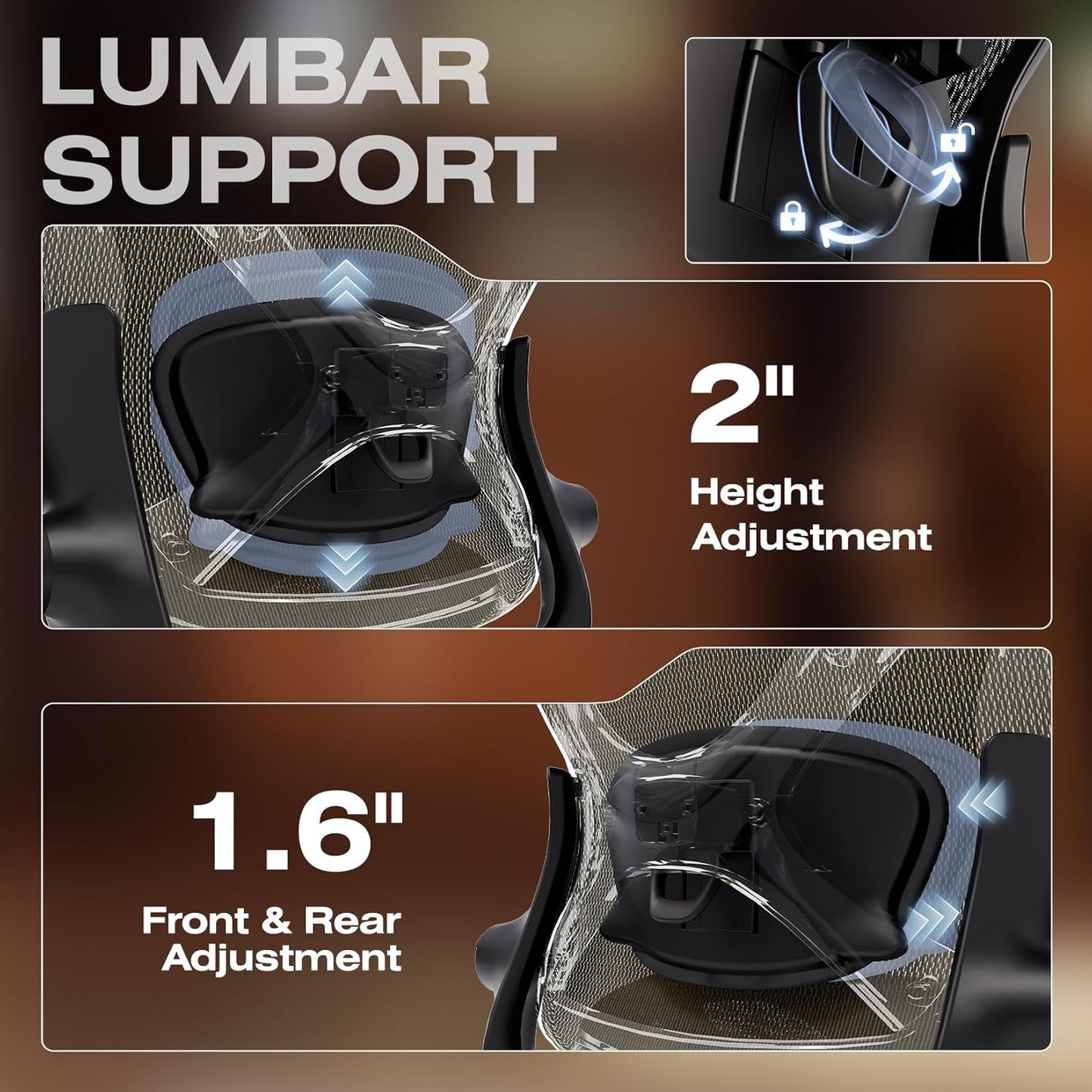 ELABEST X100 Ergonomic Office Chair with Footrest, Big and Tall Home Desk Chair with 5D Flip-Up Arms, Adjustable 3D Lumbar Support,High Back Rolling Computer Chair, Swivel Mesh Chairs (Coffee Break)