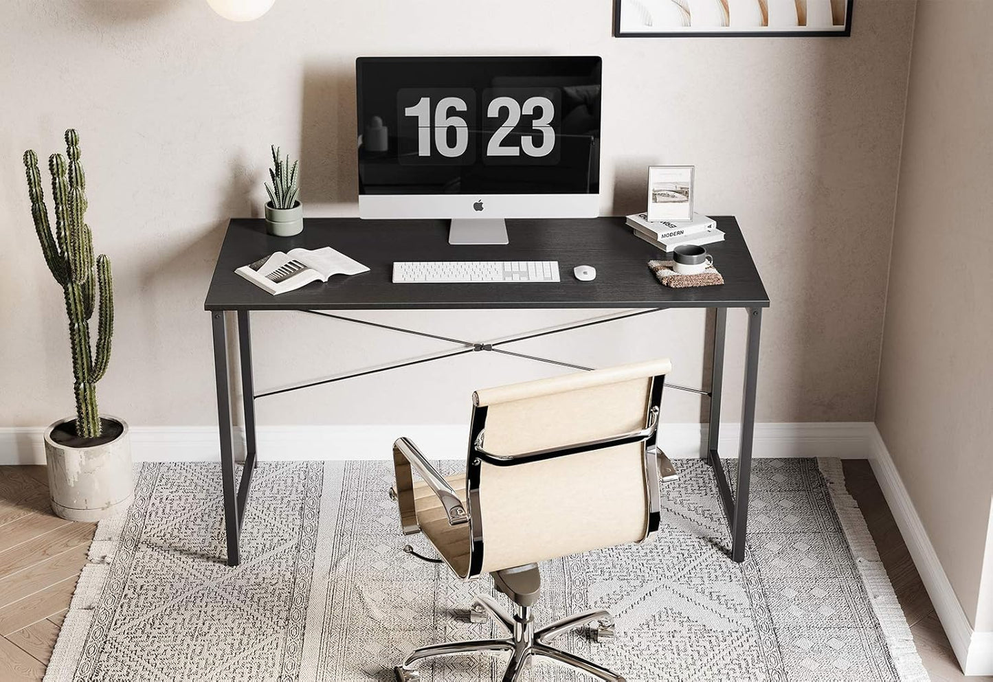 Cubiker Computer Desk, 40 inch Small Home Office Desk for Small Spaces, Modern Simple Style for Home, Office, Dark Black