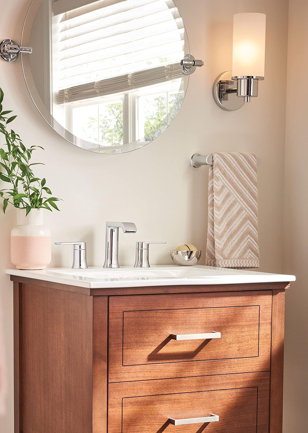 Moen DN0792CH Iso 22-Inch x 22-Inch Frameless Pivoting Bathroom Tilting Mirror, Chrome