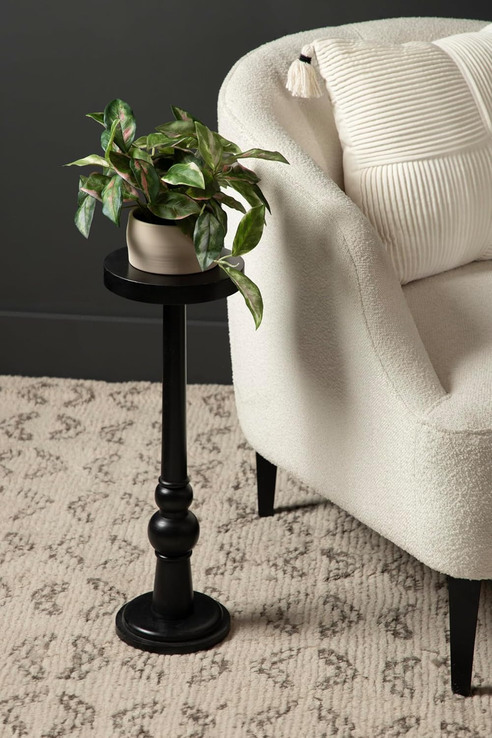 Kate and Laurel Wegner Traditional Wooden Round Drink Table, 8 x 23, Black, Elegant and Durable Pedestal Table for Use as Small Drink Table, Plant Stand, or Decorative Item Display