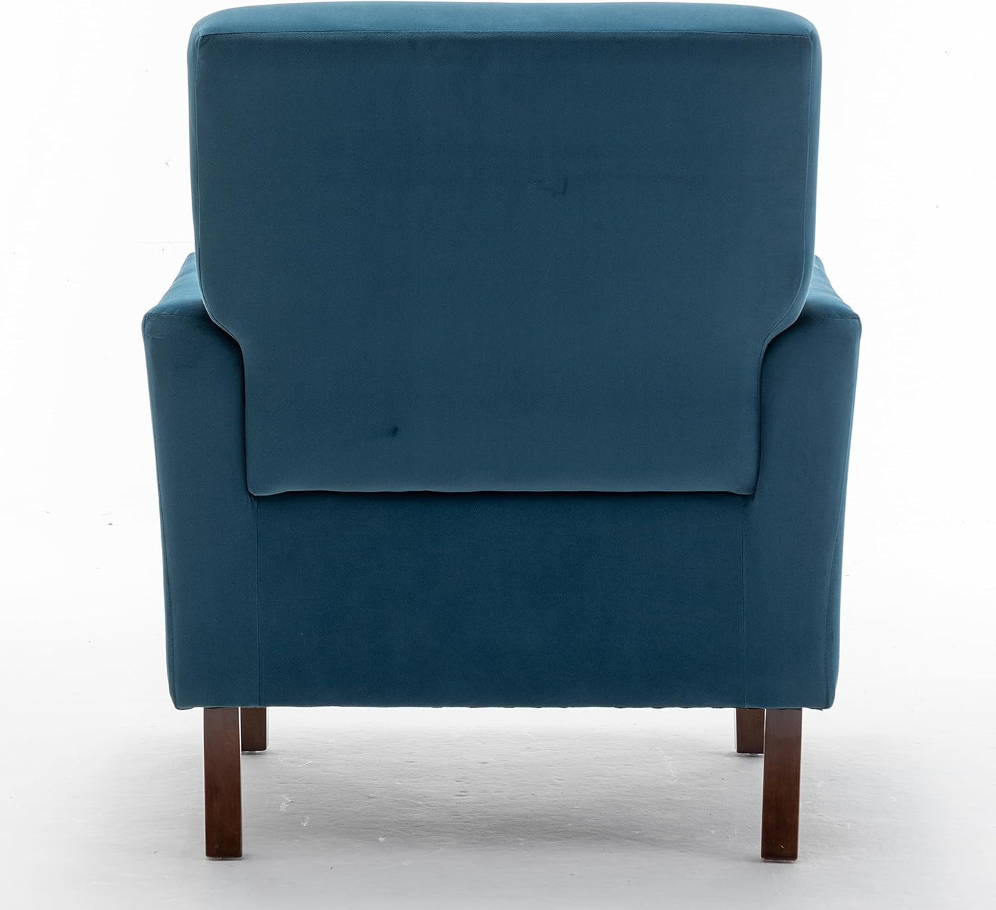 Container Furniture Direct Contemporary Accent Arm Chair with Birch Wood Frame and Velvet Upholstery, Armchair for Office and Living Room Decor, Removable Cushions, Greenish Blue