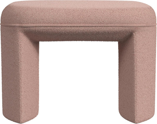 HomePop Quinn Modern Ottoman Home Décor|Ottoman for Living Room & Bedroom - Pink Boucle