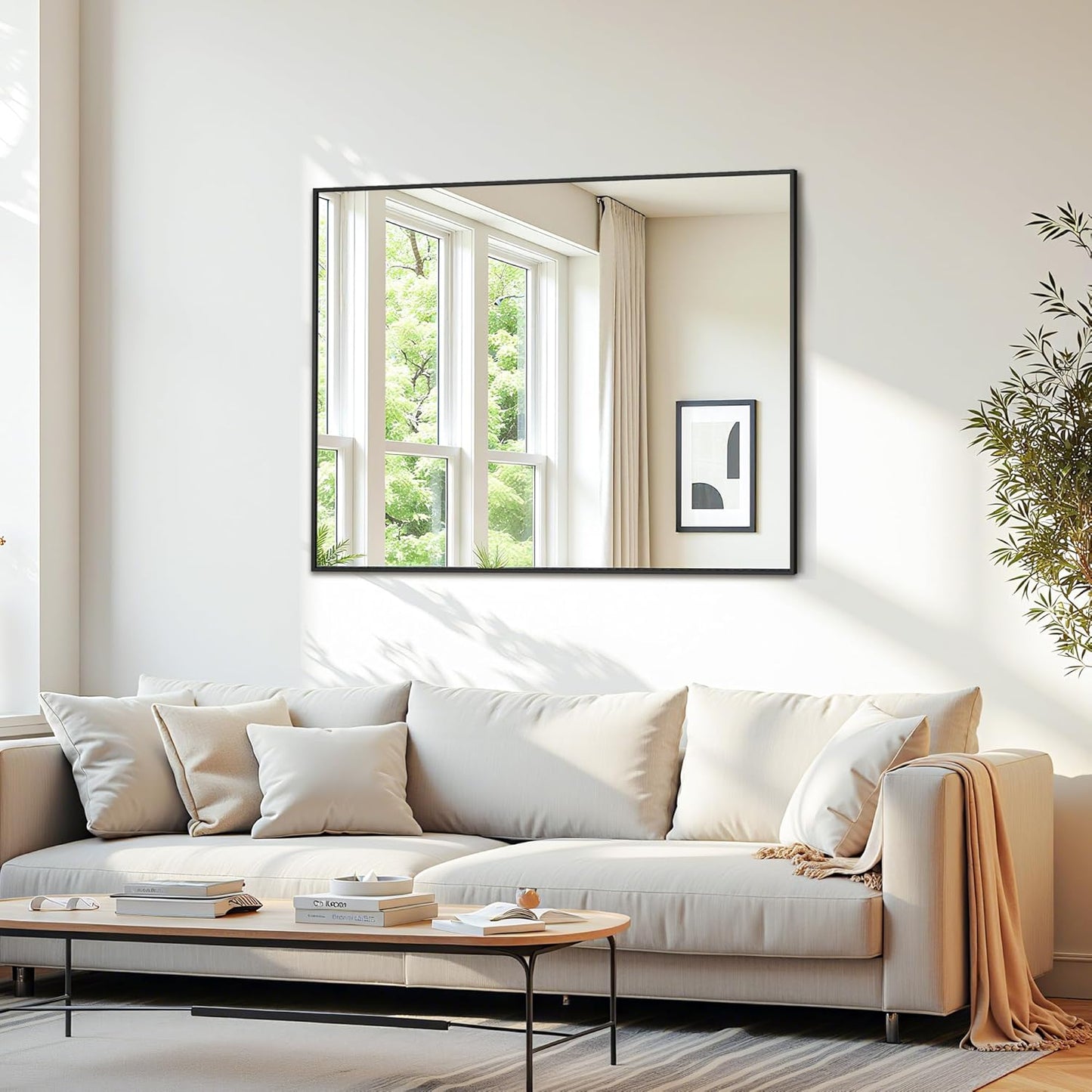 Bathroom Mirror 40" x 30", Large Rectangle Wall Mirror, Black Metal Frame Wall Mounted Mirrors for Bathroom, Vanity, Bedroom, Entryway Decor(Horizontal/Vertical)