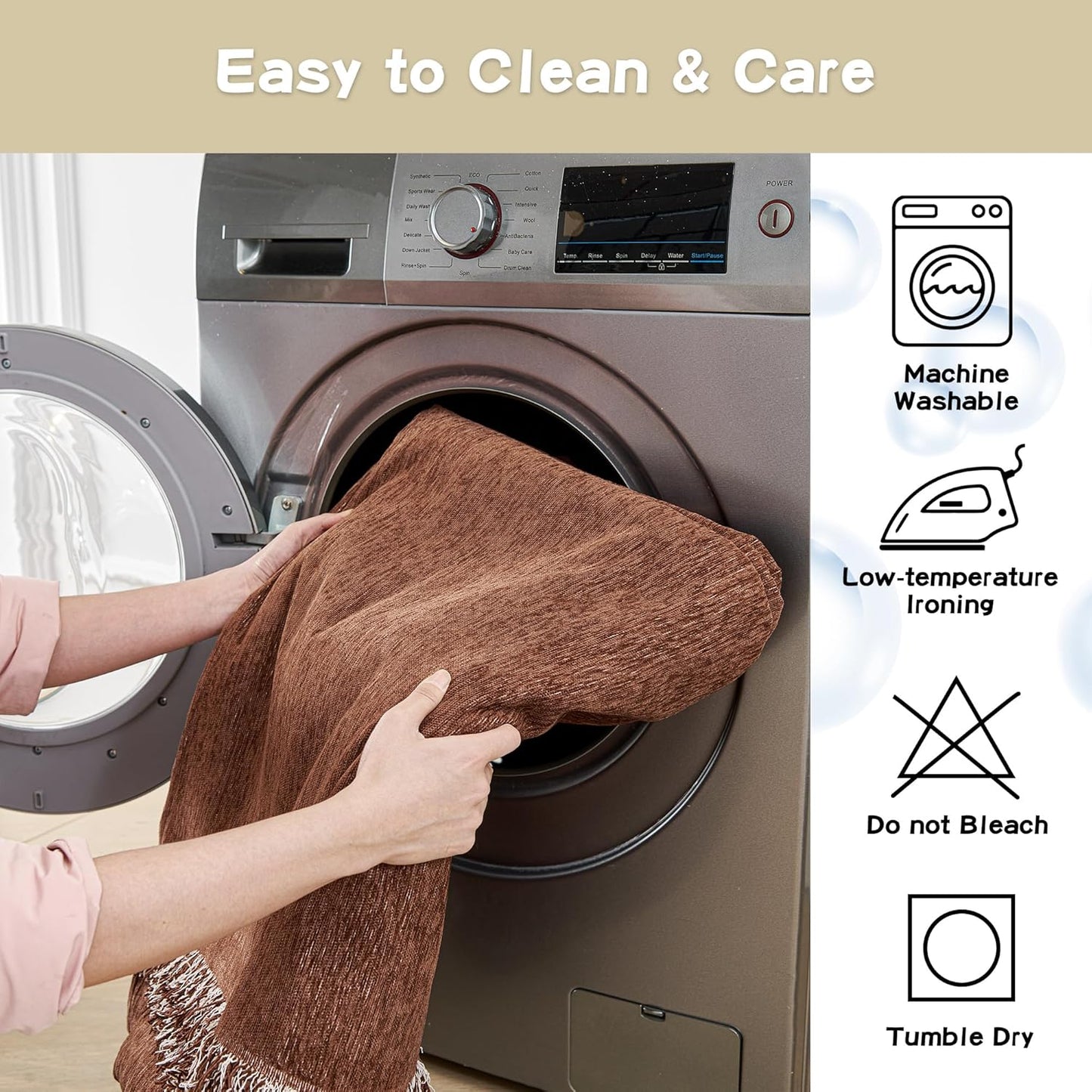 MYSKY HOME Couch Cover for Dogs Washable Couch Covers for 3 Cushion Couch Sofa Super Soft Sofa Slipcover Non Slip Sofa Cover, Chenille Sofa Covers for Dogs, Furniture Protector, 71"x150", Chocolate