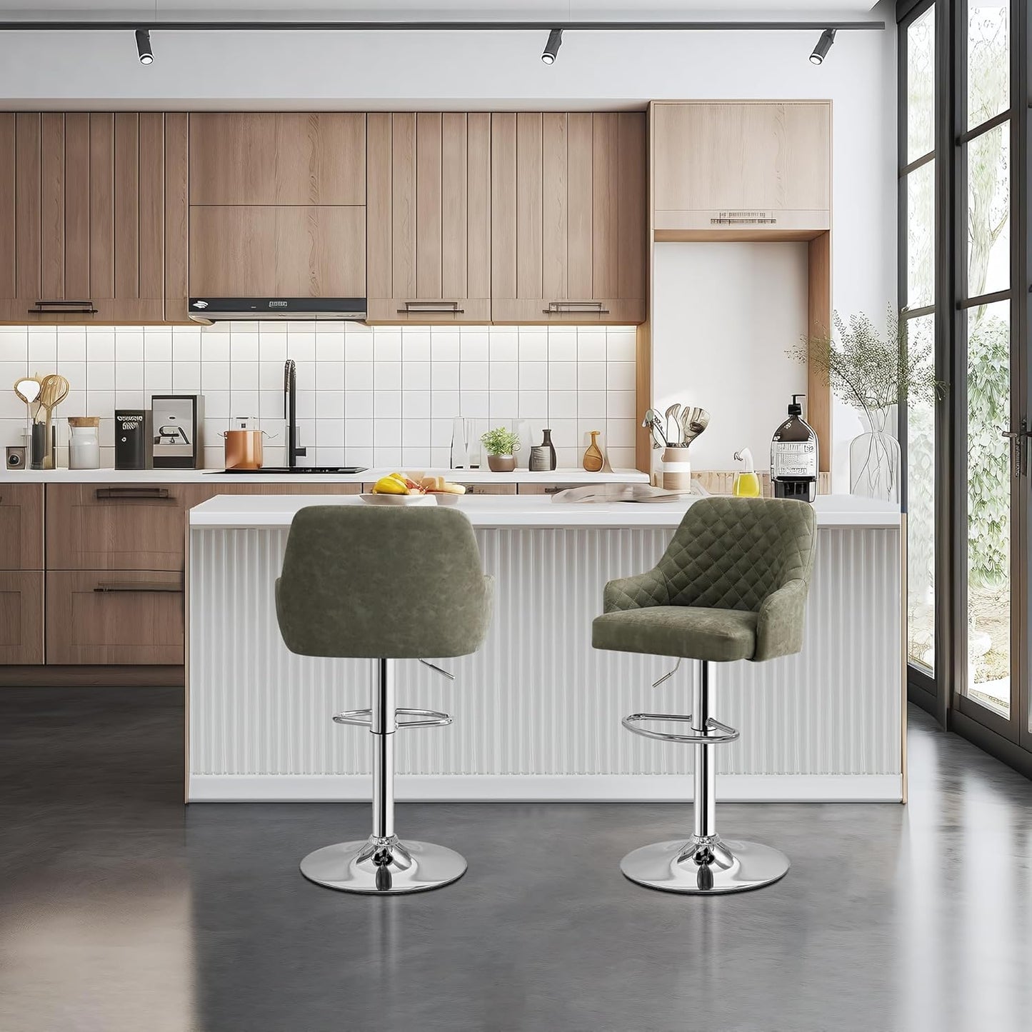 VECELO Adjustable Bar Stools Set of 2, Bar Height Stools for Kitchen Counter