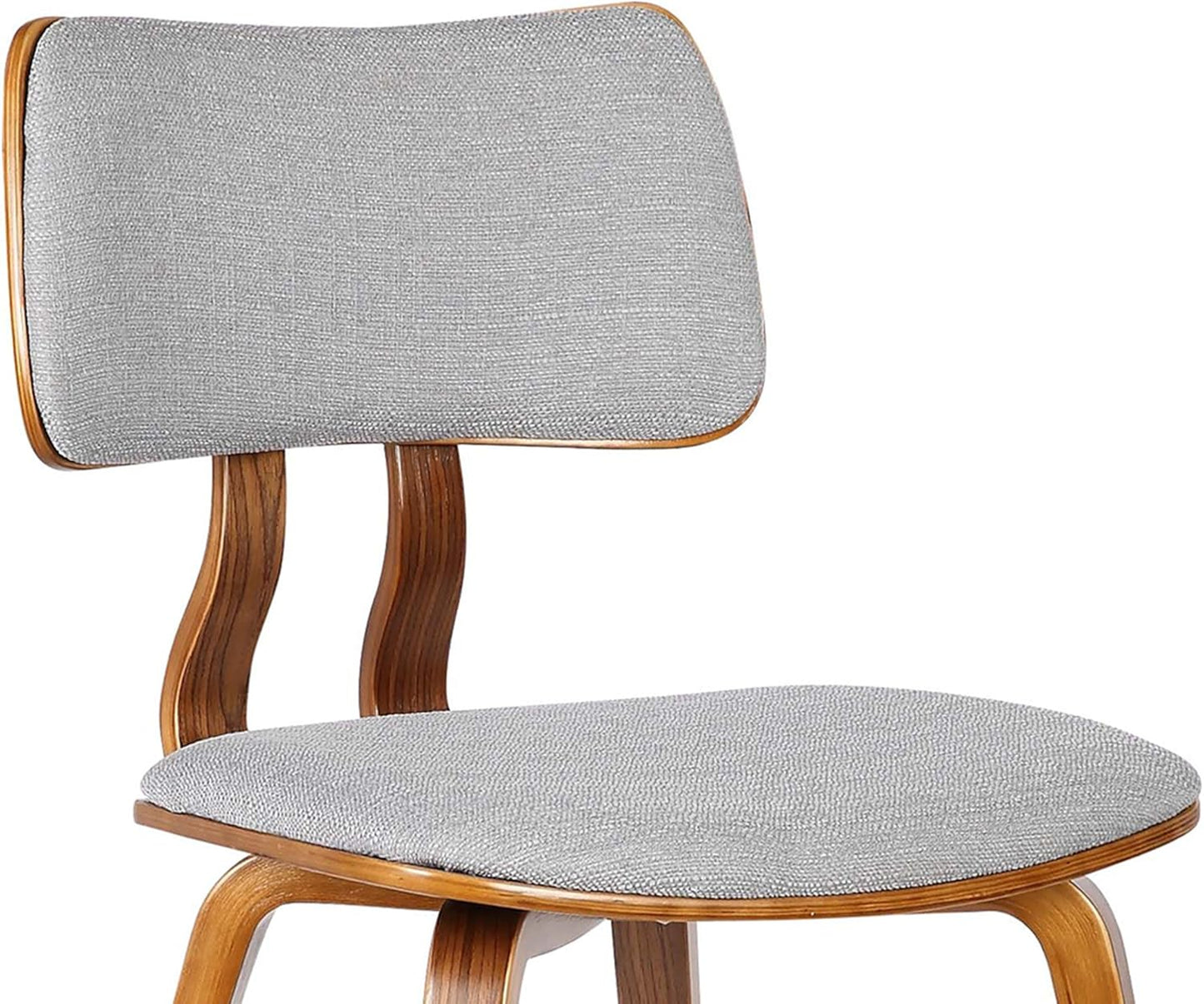 Armen Living Jaguar Mid-Century Dining Chair in Walnut Wood and Gray Fabric - Set of 6
