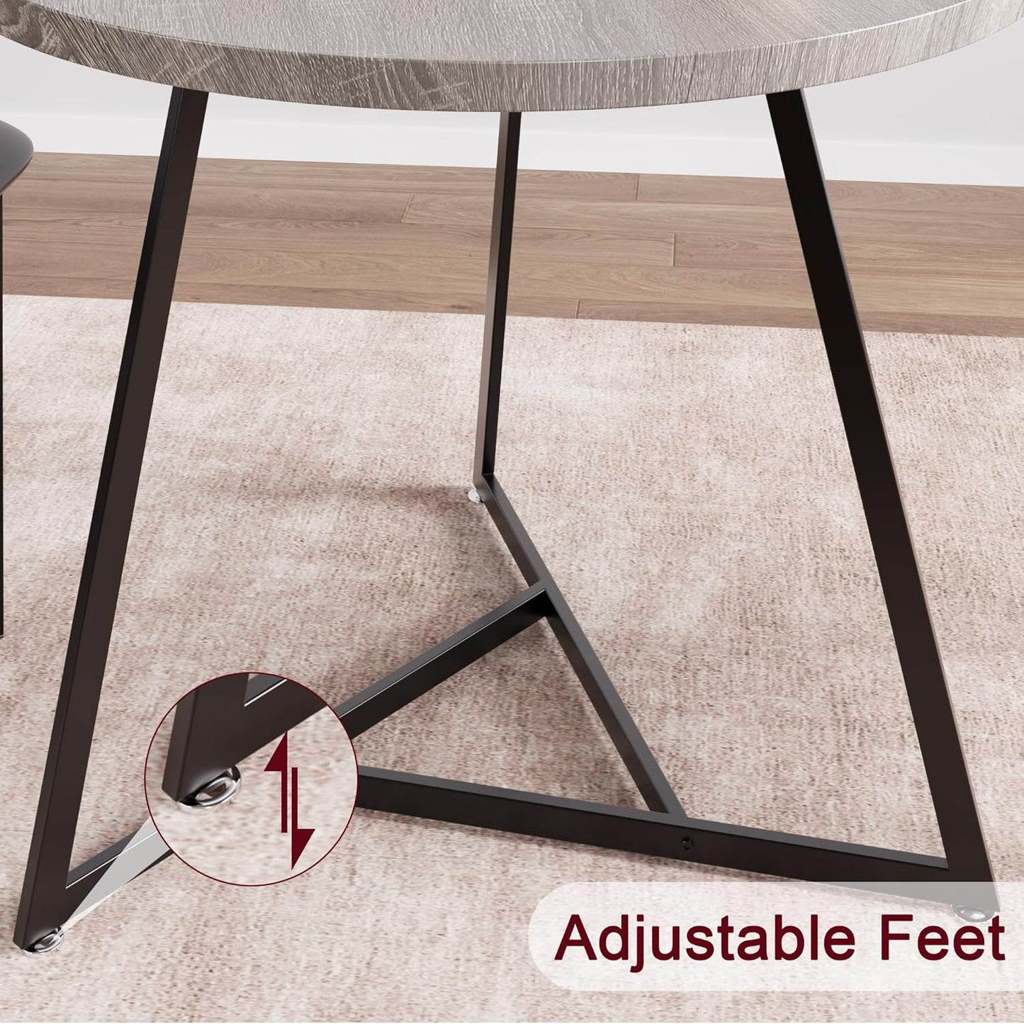 CABIHOME Dining Table Set for 2, Round Kitchen Table Set, Dining Table Set with 2 Upholstered Chairs, 3 Piece Kitchen Table Set for Small Space, Apartment, Retro Gray